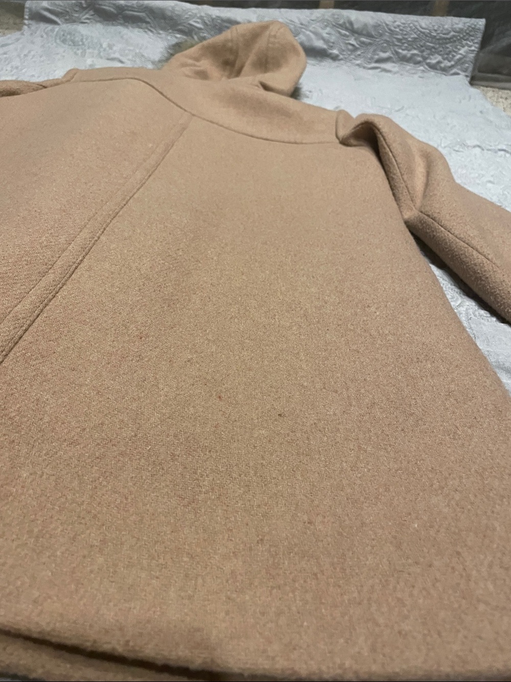 J. Crew Camel Wool-Blend Pea Coat with Faux-Fur Trim Hood - Picture 8 of 12